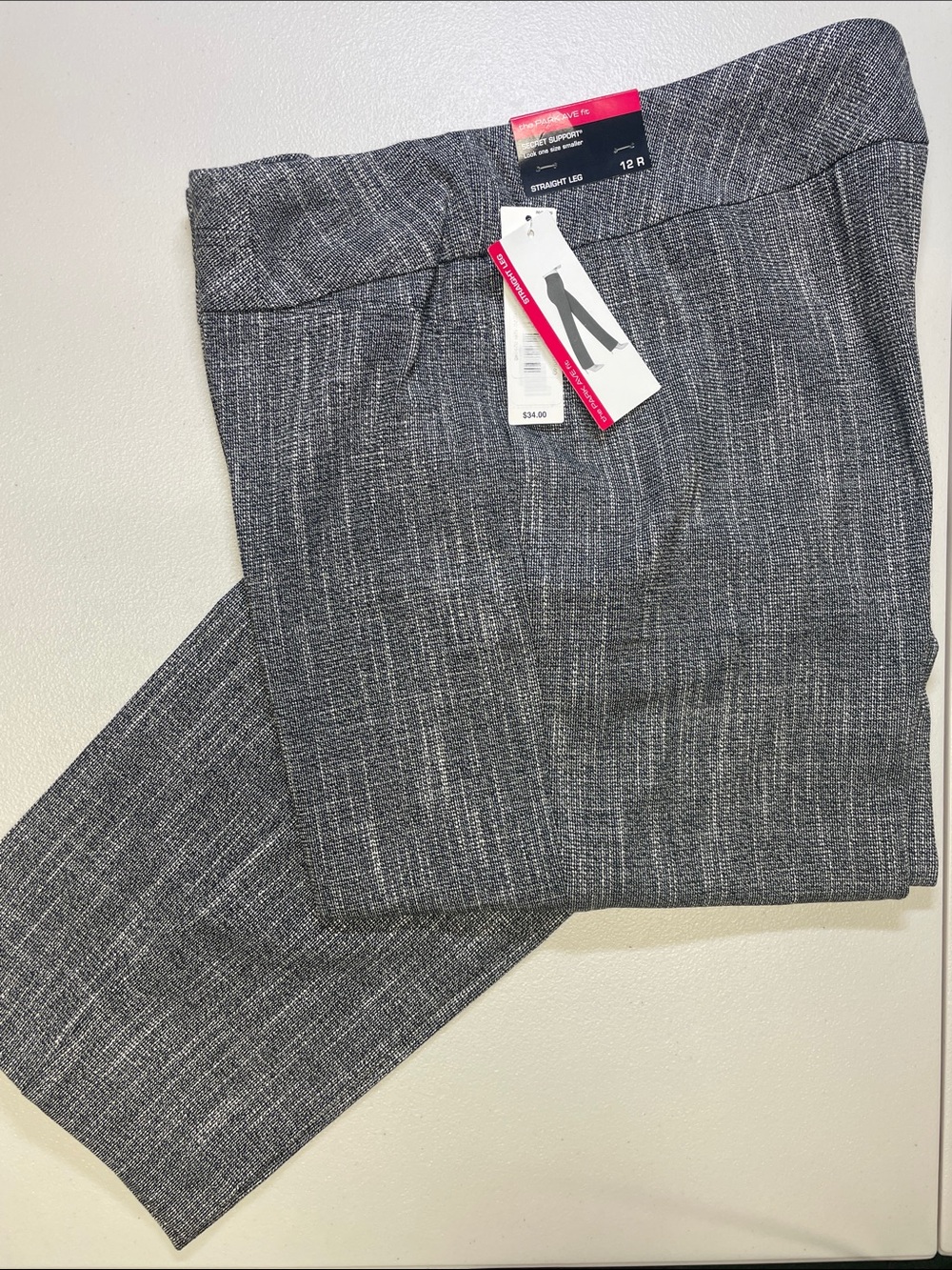 Investments Women's Straight Leg Ankle Pants in Black & White Tweed